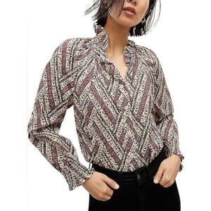 Veronica Beard Callisto Blouse Womens small Ruffle Chevron Floral